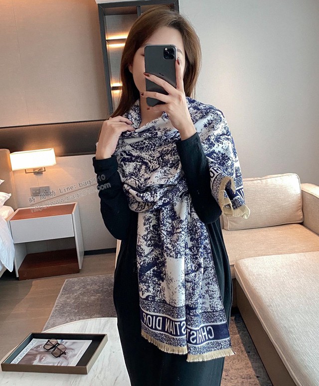 DiorCD動物印花長巾女士圍巾 迪奧2021專櫃款圍巾披肩毛毯三用  mmj1310